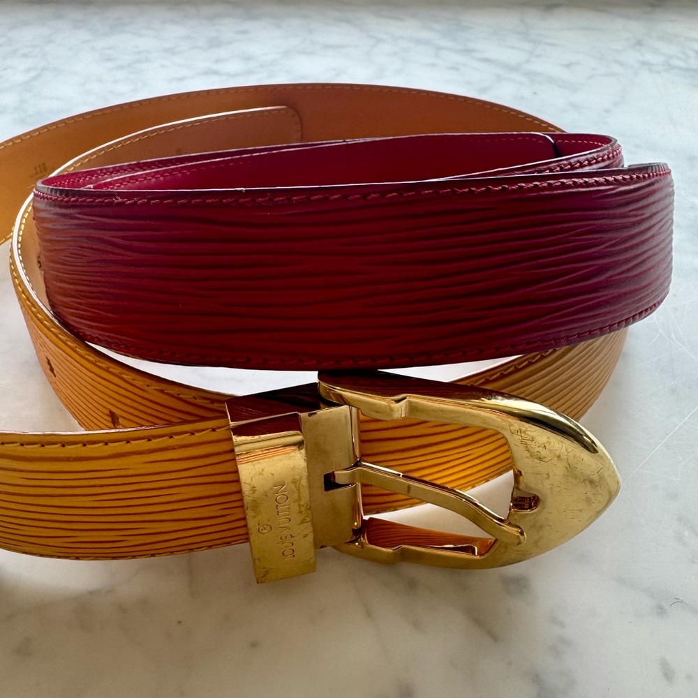 LOUIS VUITTON Yellow Epi Belt Size 110 or 44 in - Picture 7 of 9